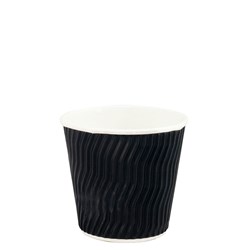 8 oz Black Rippled Double Wall Paper Cups with Lid Option